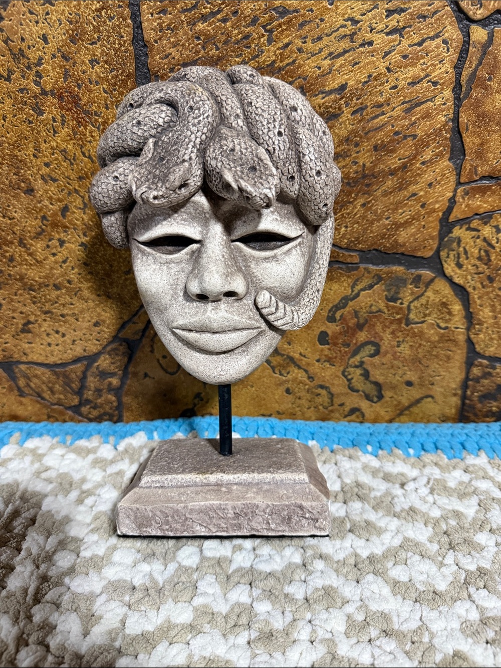 Stone Gray Medusa Mask Table Sculpture - Artistic Home Accent by emilio moran